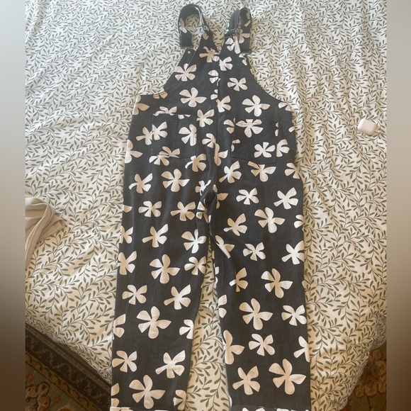 Of One Sea Denim Overalls in Black Plumeria - Picture 7 of 12